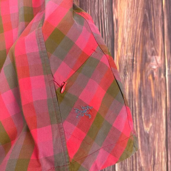 Arcteryx Womens Top Plaid Square Neck Cap Sleeve Red Size S / M - Picture 5 of 7